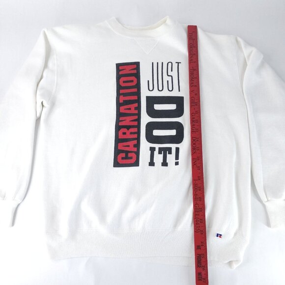 Vintage Carnation Just Do It Sweatshirt Mens XL Russell Athletic Crewneck 90s - Picture 4 of 9